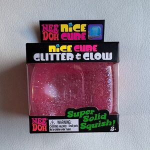 Nee Doh Nice Cube Glitter & Glow, Pink Squishy, Easter Fidget NEW IN BOX